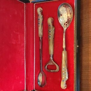 Haddad Jezzine Fire Bird Phoenix Barware Cocktail Utensil Set Silver & Bone